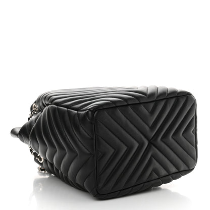Chanel Lambskin Chevron Small Urban Spirit Drawstring Bag Black 4 of 11
