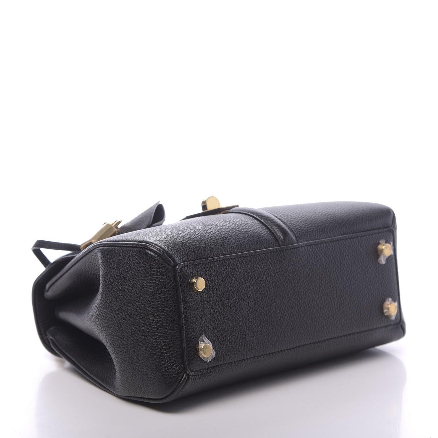 Grained Calfskin Small 16 Top Handle Bag Black