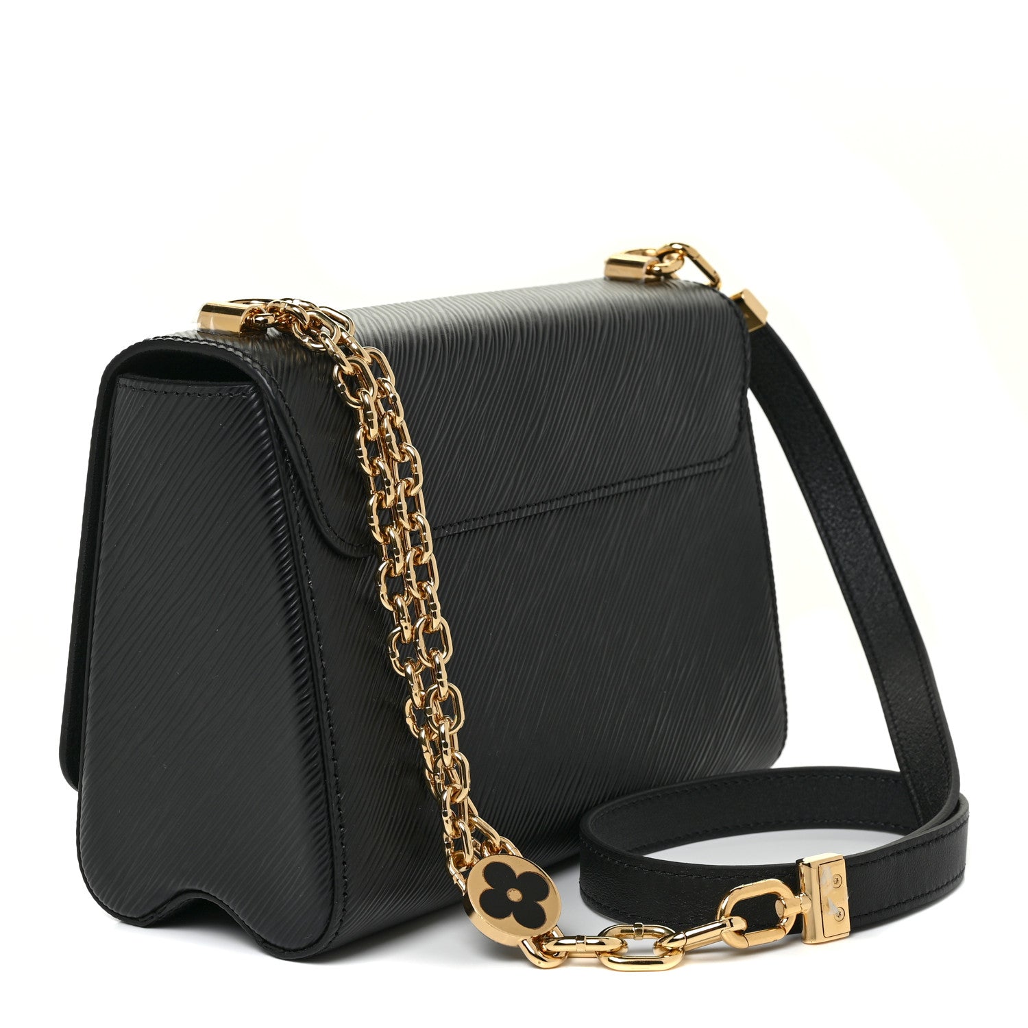 Louis Vuitton Epi Twist Monogram Flower Chain Shoulder Bag MM Black 3 of 9