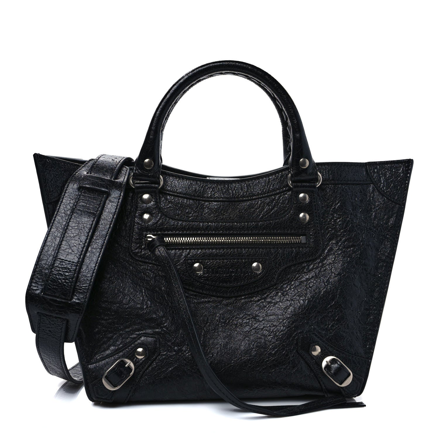 Balenciaga Agneau Arena Neo Classic Silver Hardware Medium Upside Down Tote Black 1 of 8