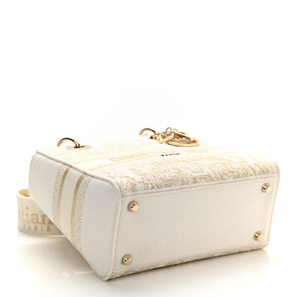 Christian Dior Canvas Around The World Stella Embroidered Medium Lady D-Lite White Gold 4 of 8