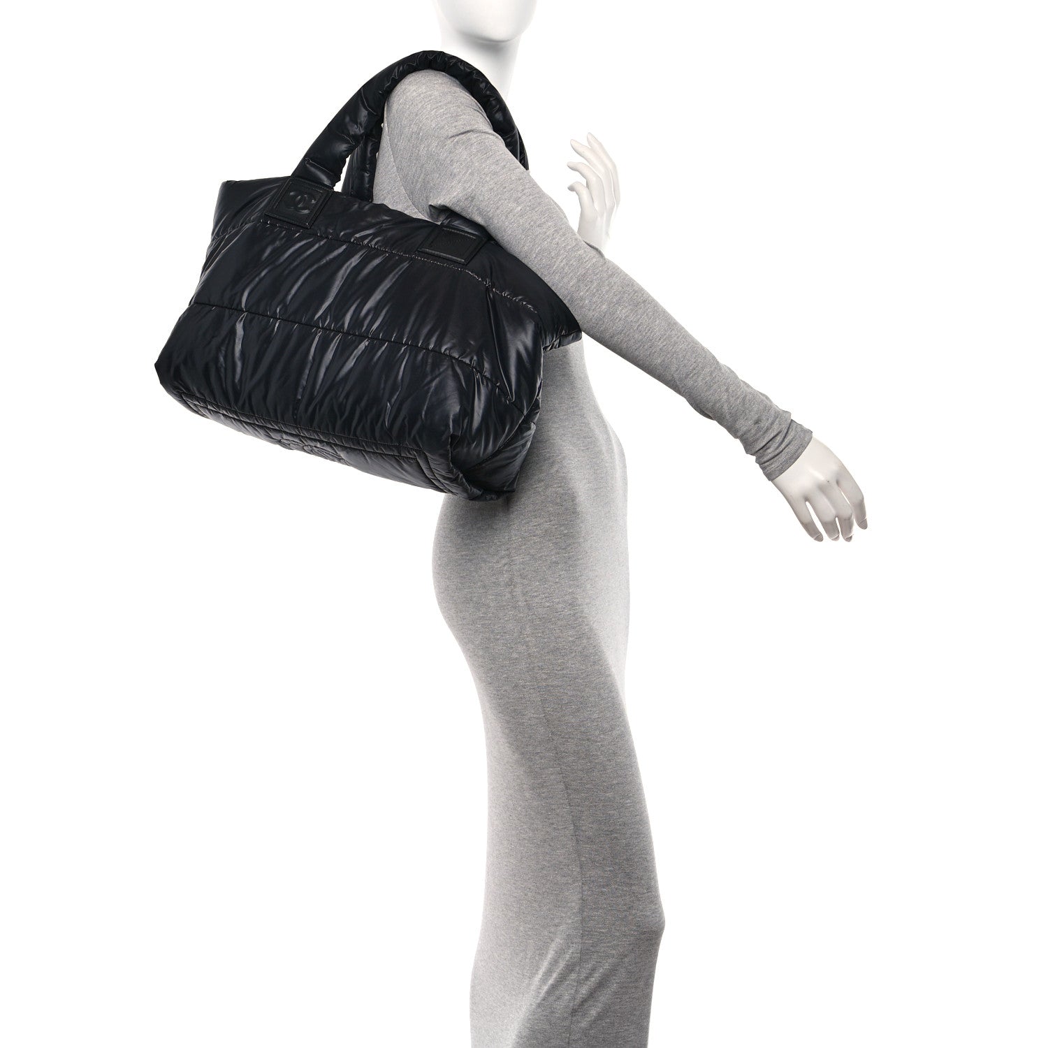 Chanel Nylon Quilted Coco Cocoon Reversible Tote Black 2 of 10
