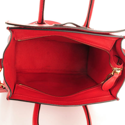Celine Drummed Calfskin Nano Luggage Coquelicot 5 of 8