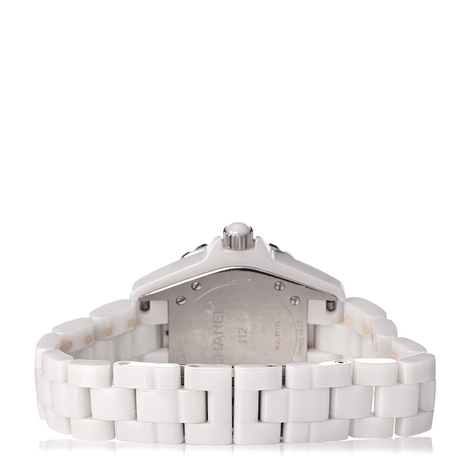 Chanel Stainless Steel Ceramic Diamond 33mm J12 Quartz Watch White 4 of 6