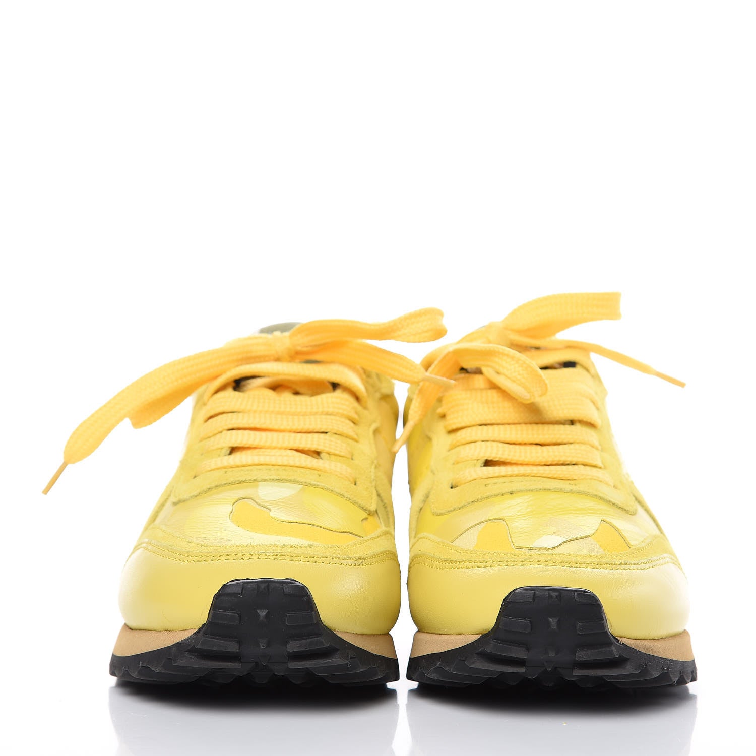 Valentino Garavani Nappa Suede Camouflage Womens Rockrunner Sneakers 37 Naples Yellow 2 of 9