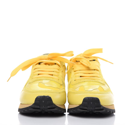 Valentino Garavani Nappa Suede Camouflage Womens Rockrunner Sneakers 37 Naples Yellow 2 of 9