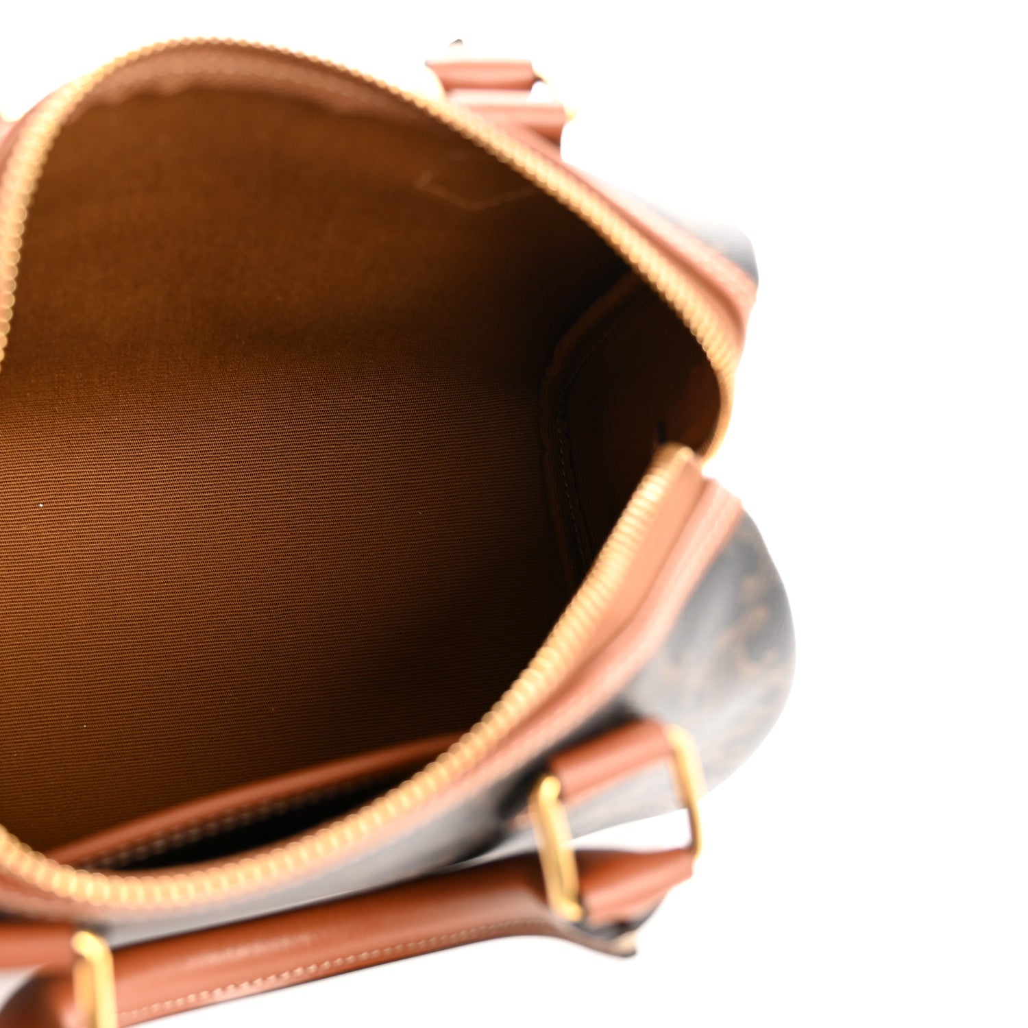Celine Triomphe Canvas Calfskin Small Boston Bag Tan 5 of 13