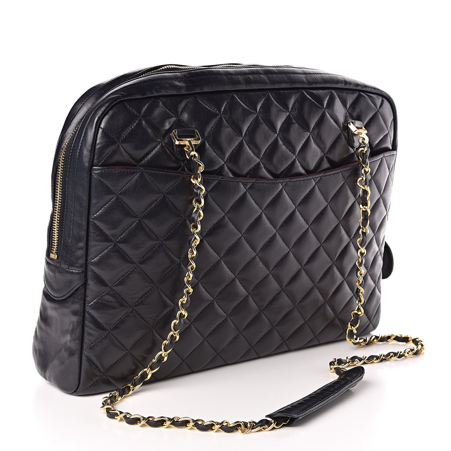 Lambskin Quilted Shoulder Bag Navy Blue