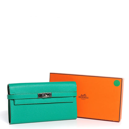 Hermes Chevre Mysore Kelly Longue Wallet Menthe 15 of 16