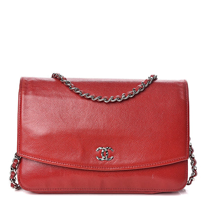 Chanel Caviar Sevruga Wallet on Chain WOC Red 1 of 12