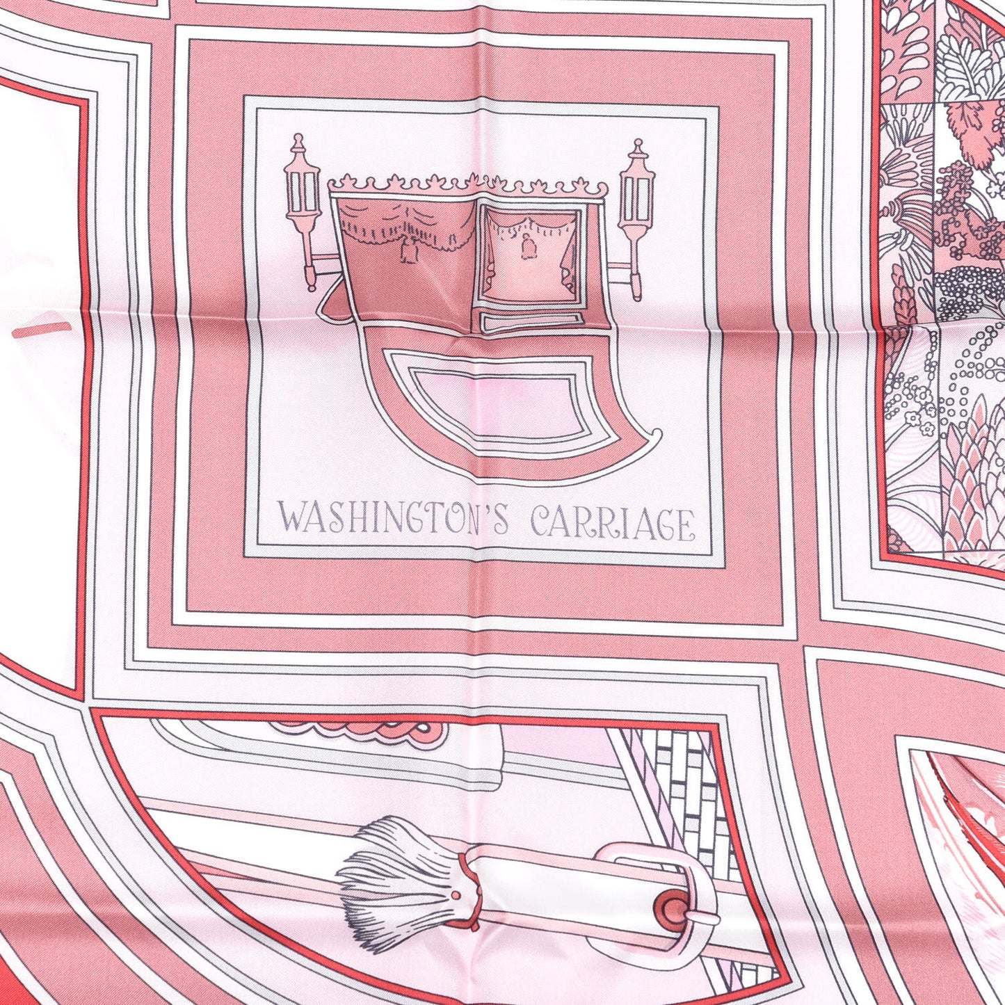 Silk Washington Carriage Scarf 140 Rouge Grenadine Rose Pale