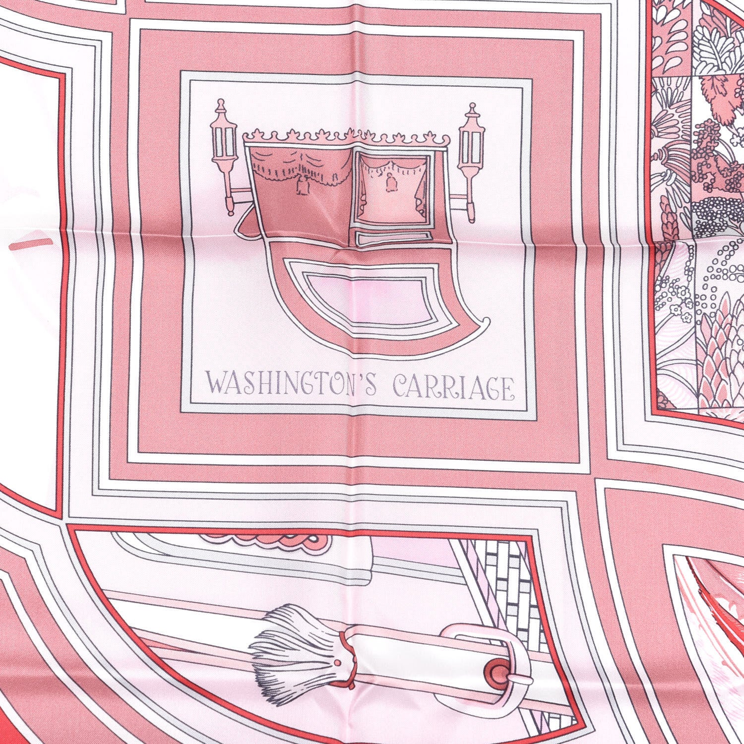 Hermes Silk Washington Carriage Scarf 140 Rouge Grenadine Rose Pale 3 of 4