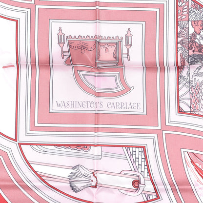 Hermes Silk Washington Carriage Scarf 140 Rouge Grenadine Rose Pale 3 of 4