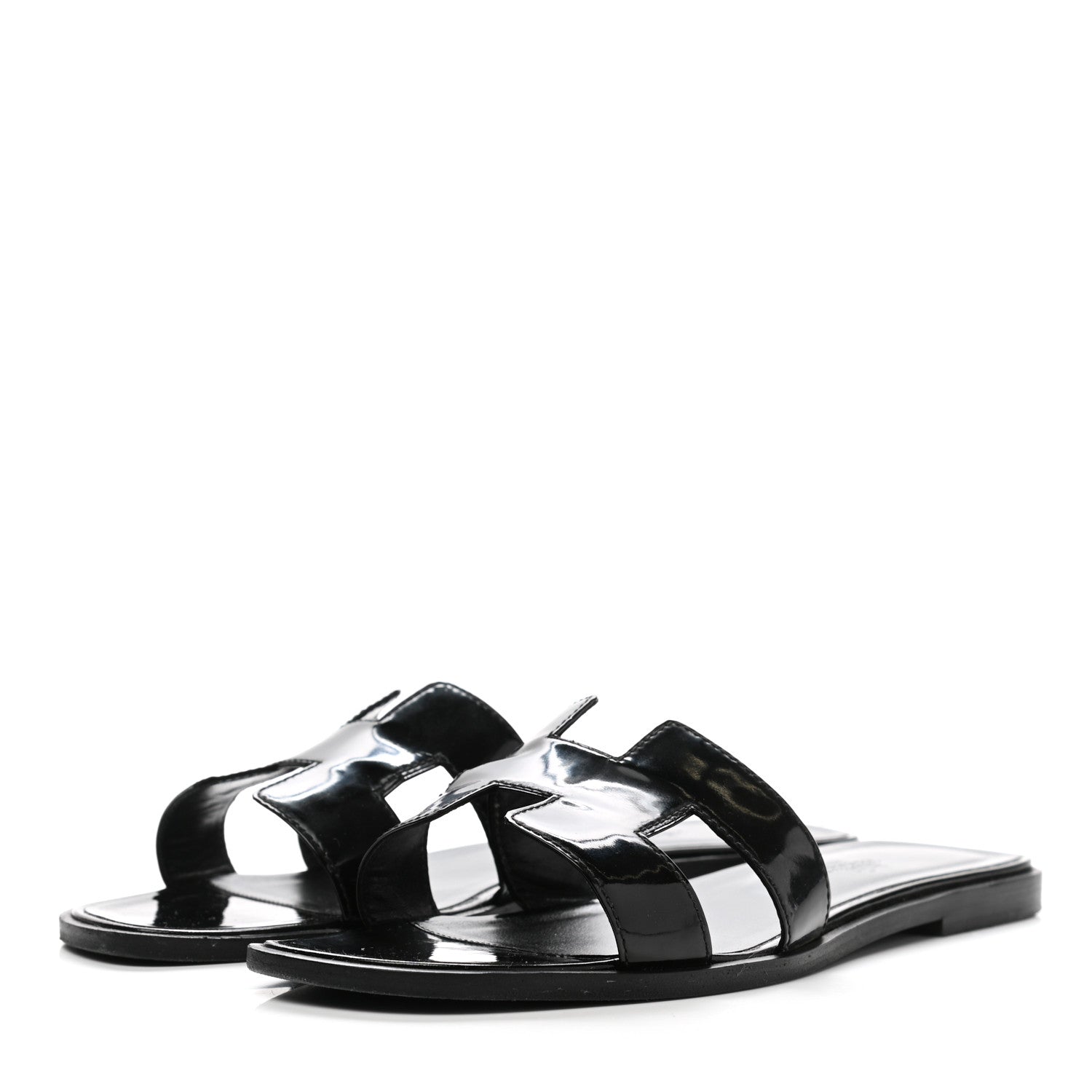 Hermes Patent Oran Sandals 40 Black 3 of 11