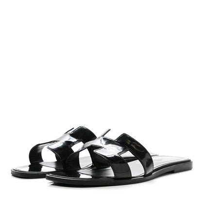 Hermes Patent Oran Sandals 40 Black 3 of 11