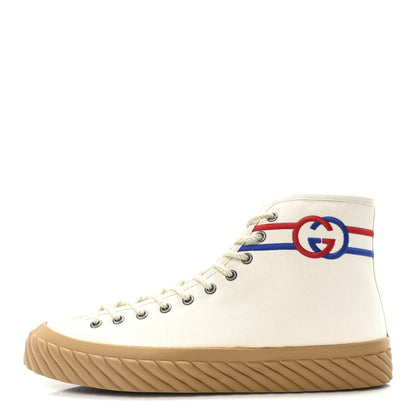 Gucci Canvas Interlocking G Mens High Top Sneakers 8.5 Mystic White 1 of 9