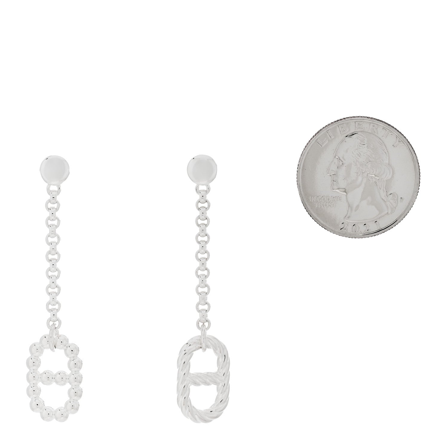 Hermes Sterling Silver Chaine d'ancre Alea II Dangle Earrings 2 of 5