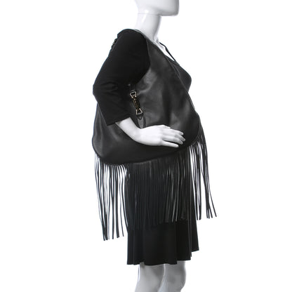 Gucci Calfskin Large New Jackie Nouveau Fringe Hobo Black 2 of 7