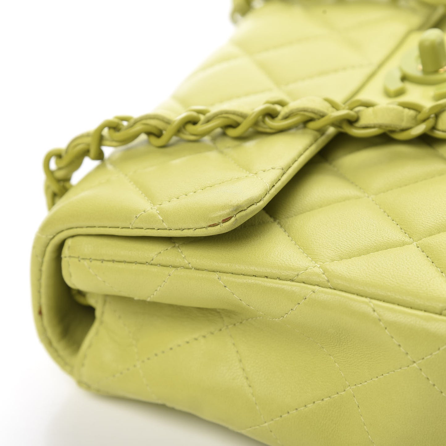 Lambskin Quilted Mini Square Flap Green