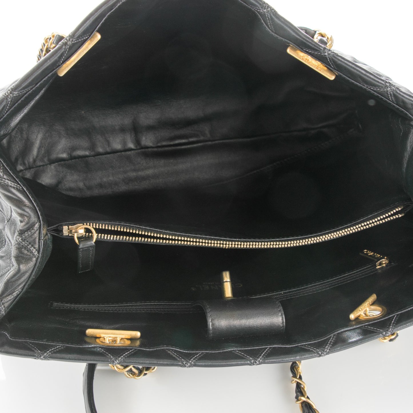 Calfskin Stitched Thin City Tote Black