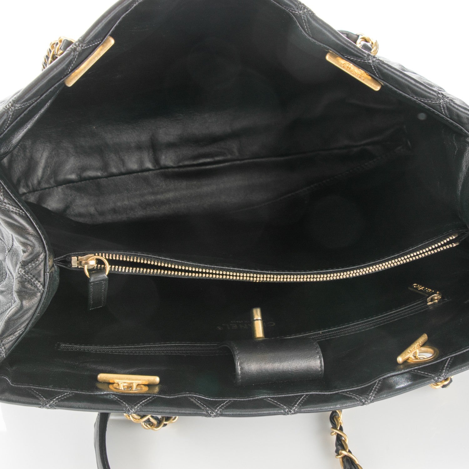 Chanel Calfskin Stitched Thin City Tote Black 5 of 8