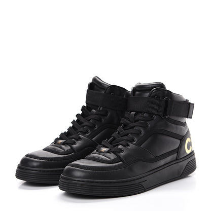 Chanel Lambskin Logo High Top Sneakers 39.5 Black 3 of 11