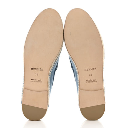 Hermes Denim Canvas Womens Trip Espadrilles 35 Bleu Clair 5 of 8
