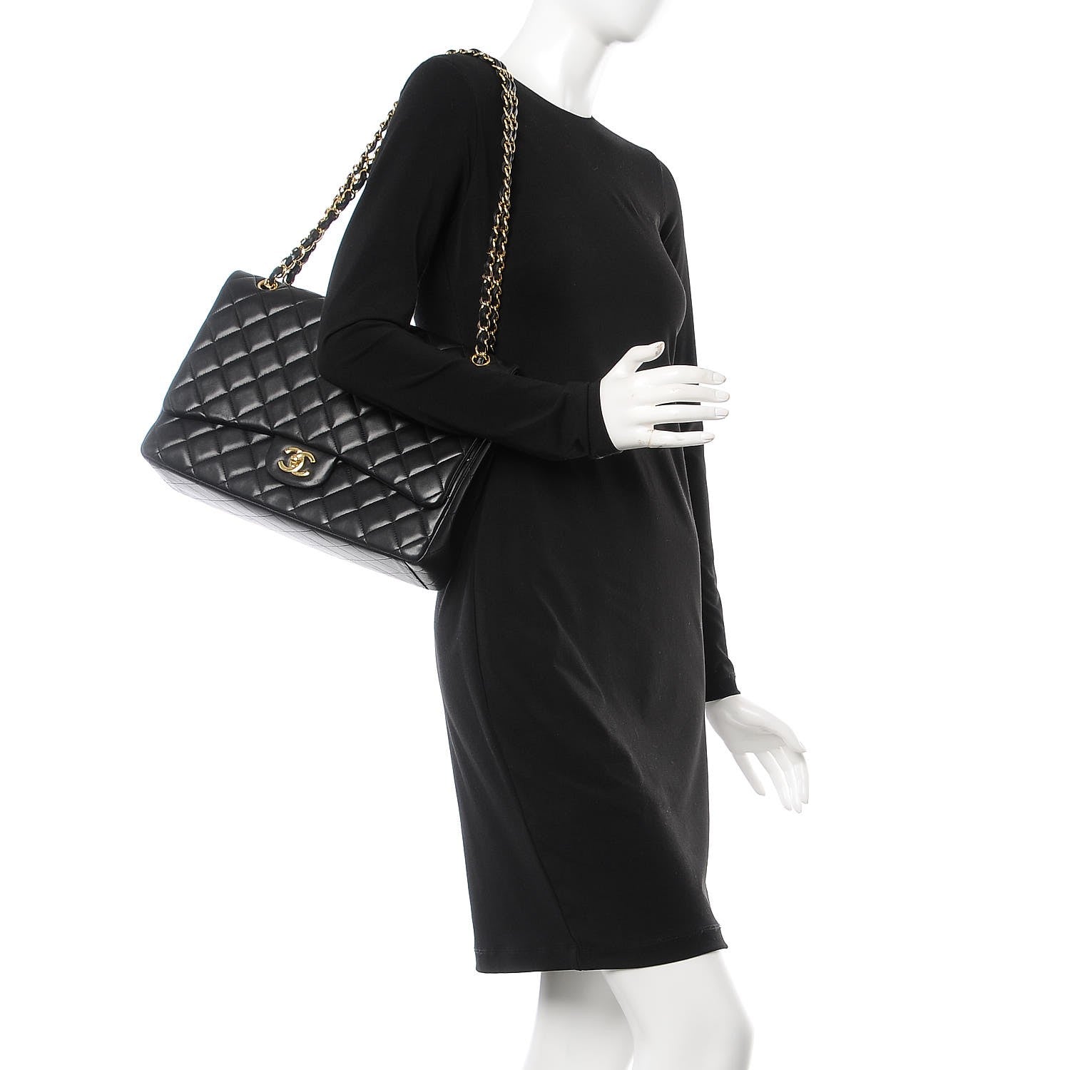 Chanel Lambskin Quilted Maxi Single Flap Black 2 of 8