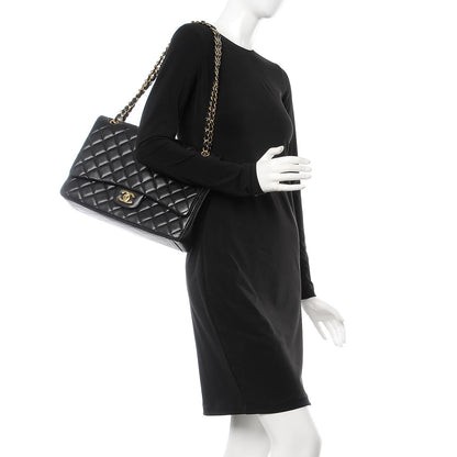 Chanel Lambskin Quilted Maxi Single Flap Black 2 of 8