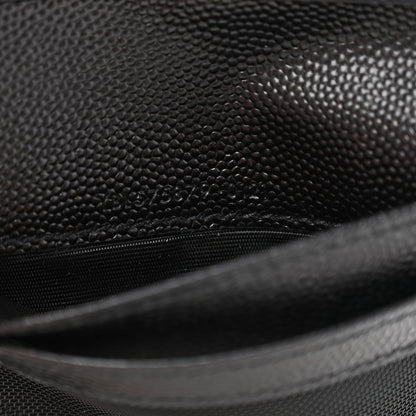 Saint Laurent Grain De Poudre Matelasse Chevron Monogram Zipped Card Case Black 7 of 11