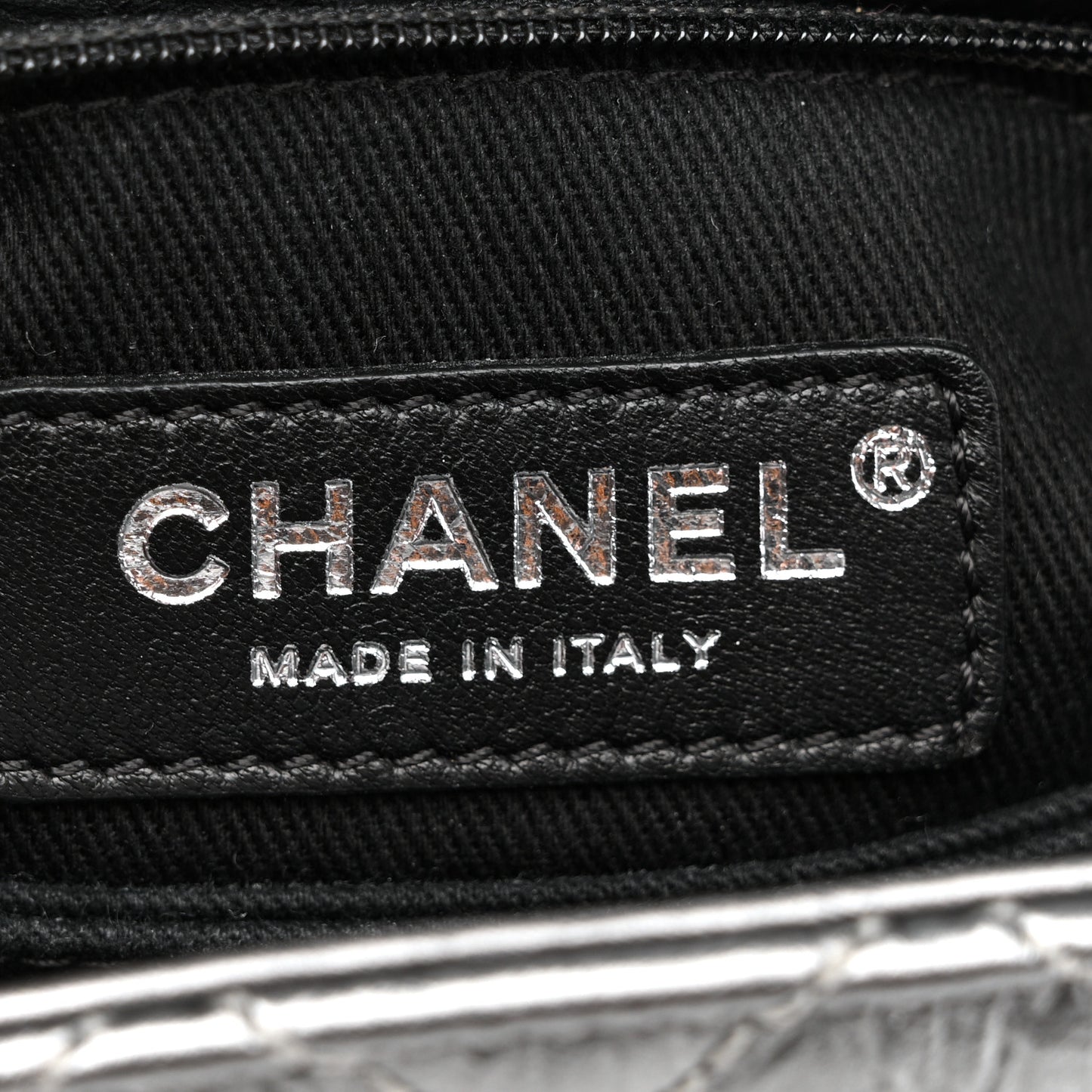 Metallic Aged Calfskin Quilted Mini Coco Handle Flap Charcoal