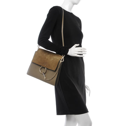 Chloe Suede Calfskin Medium Faye Shoulder Bag Dark Khaki 2 of 16