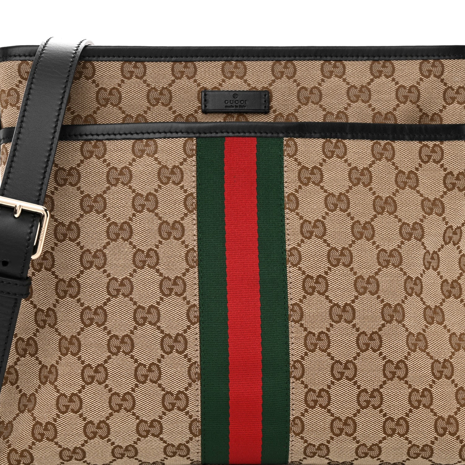 Gucci GG Monogram Web Flat Messenger Bag Black 8 of 12