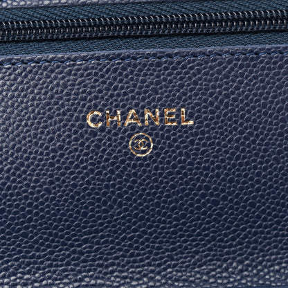 Chanel Caviar Quilted Wallet on Chain WOC Navy Blue 6 of 13