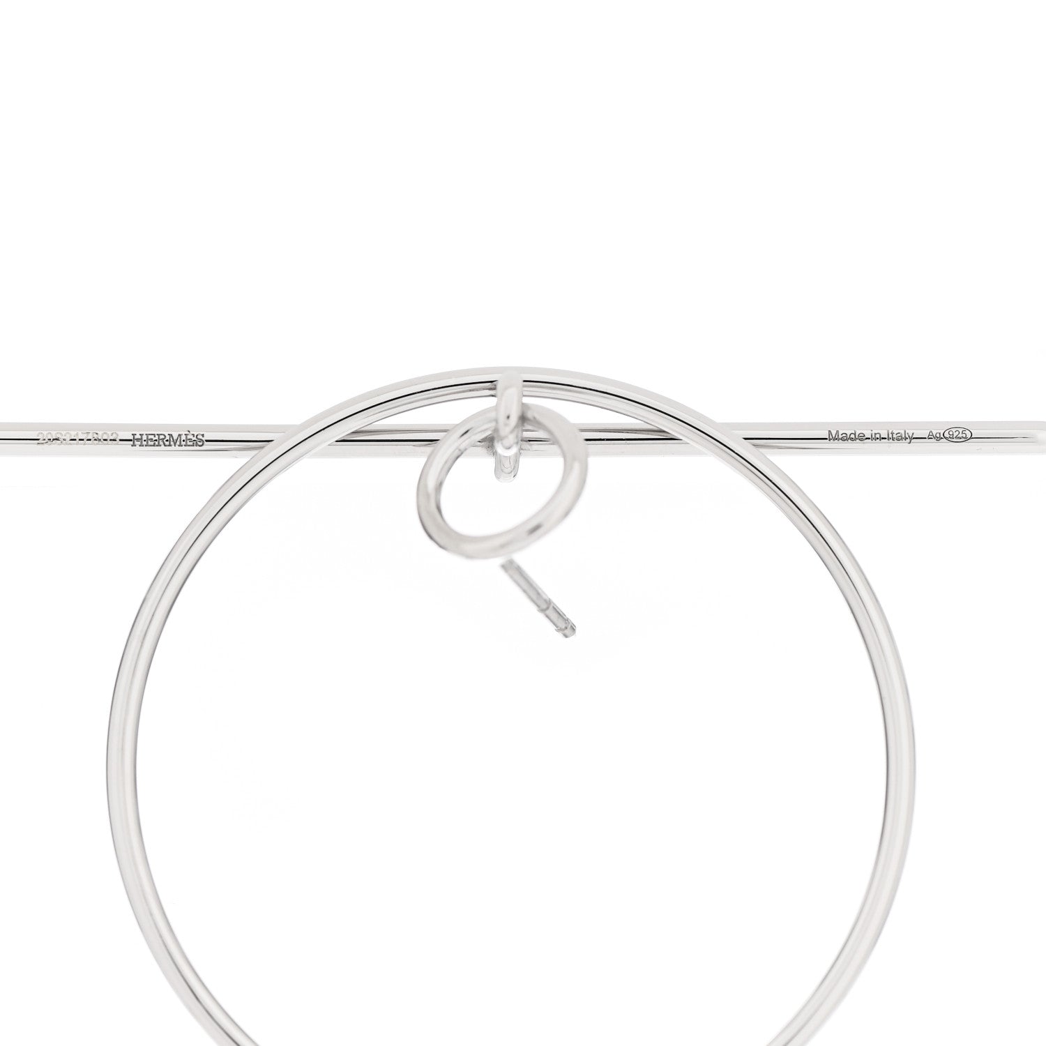 Hermes Sterling Silver MM Loop Earrings 4 of 5
