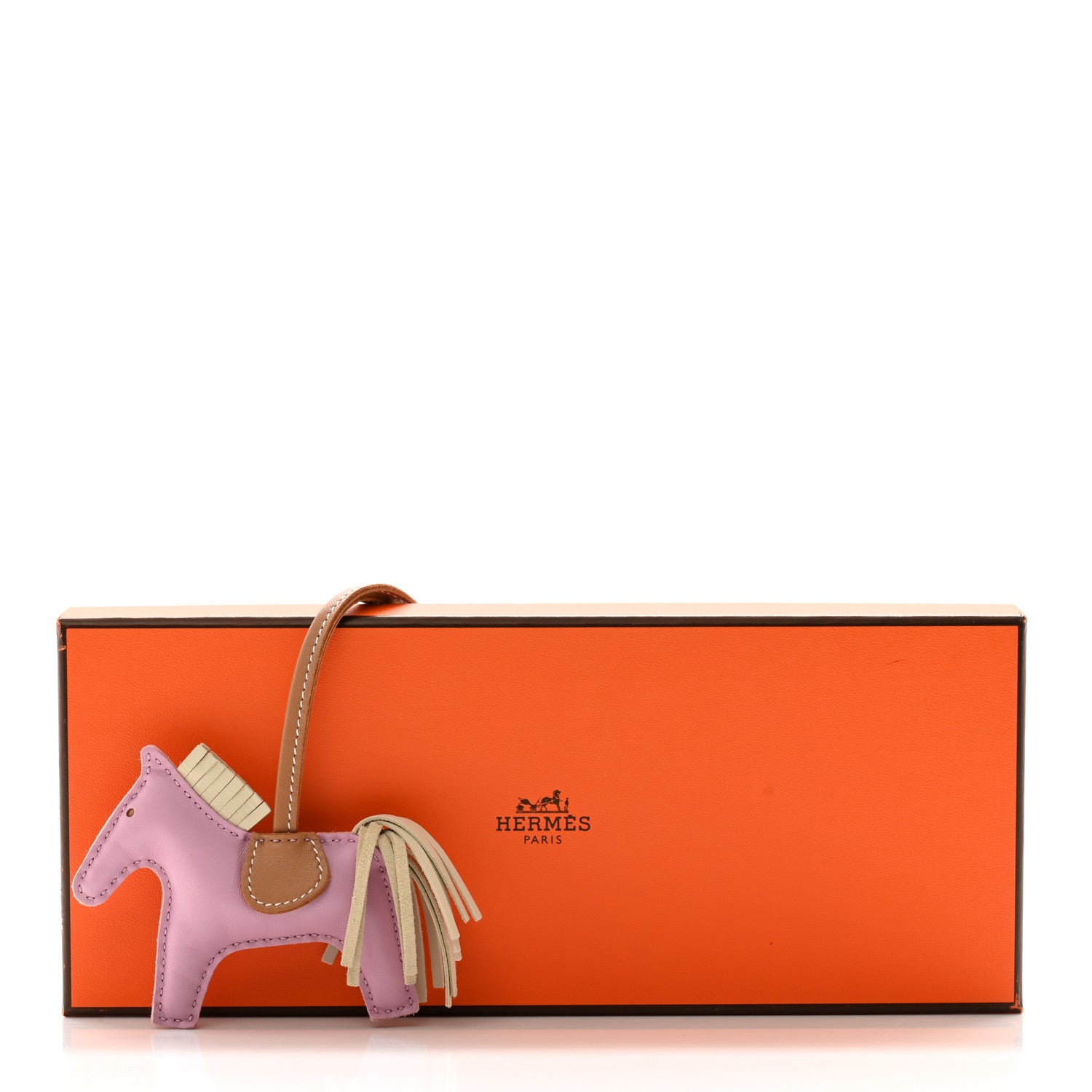 Hermes Milo Lambskin Grigri Rodeo Horse Bag Charm PM Mauve Sylvestre Craie Chai 4 of 4