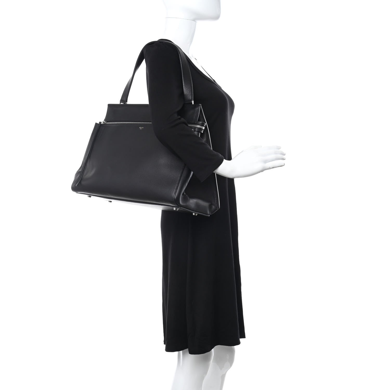 Celine Supple Calfskin Large Edge Shoulder Bag Black 2 of 17