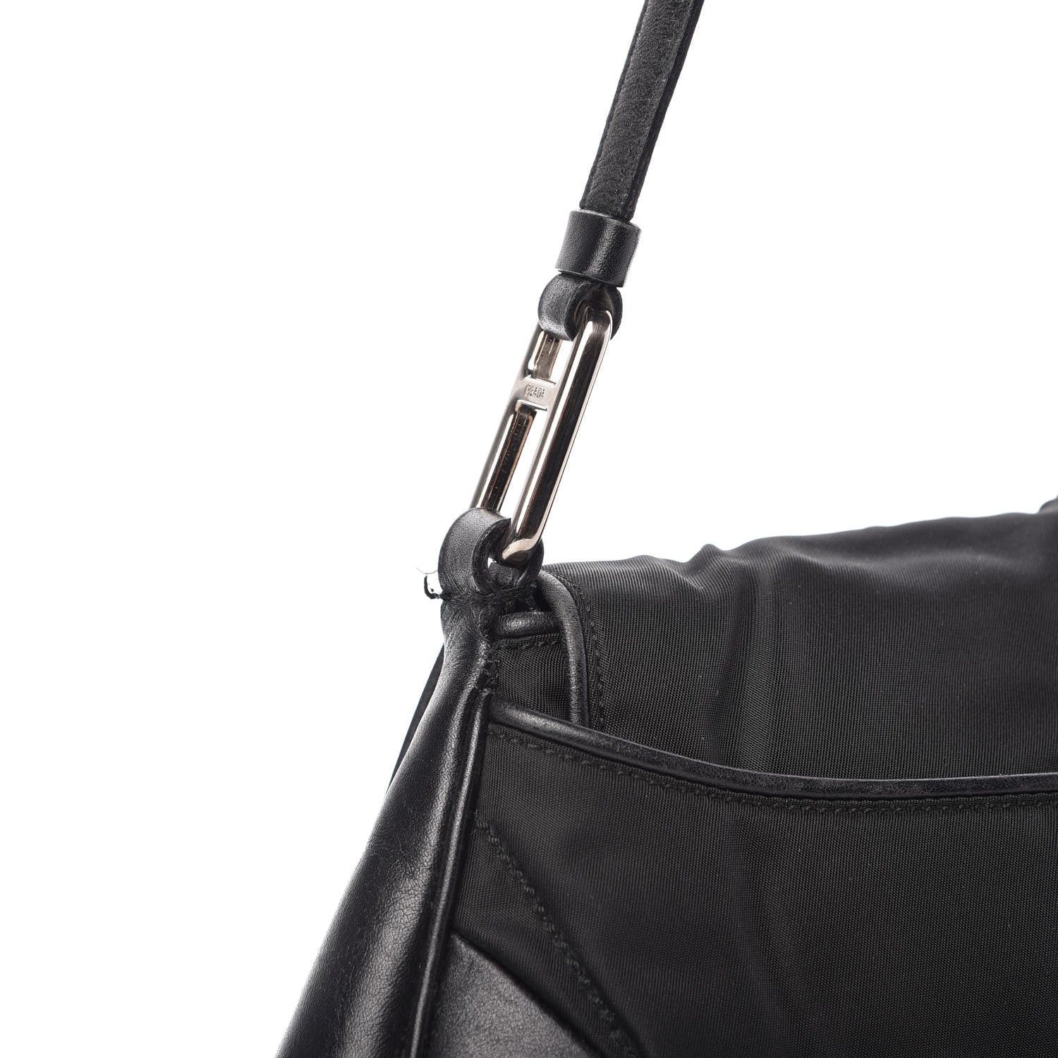 Prada Tessuto Nylon Calfskin Shoulder Bag Black 12 of 14
