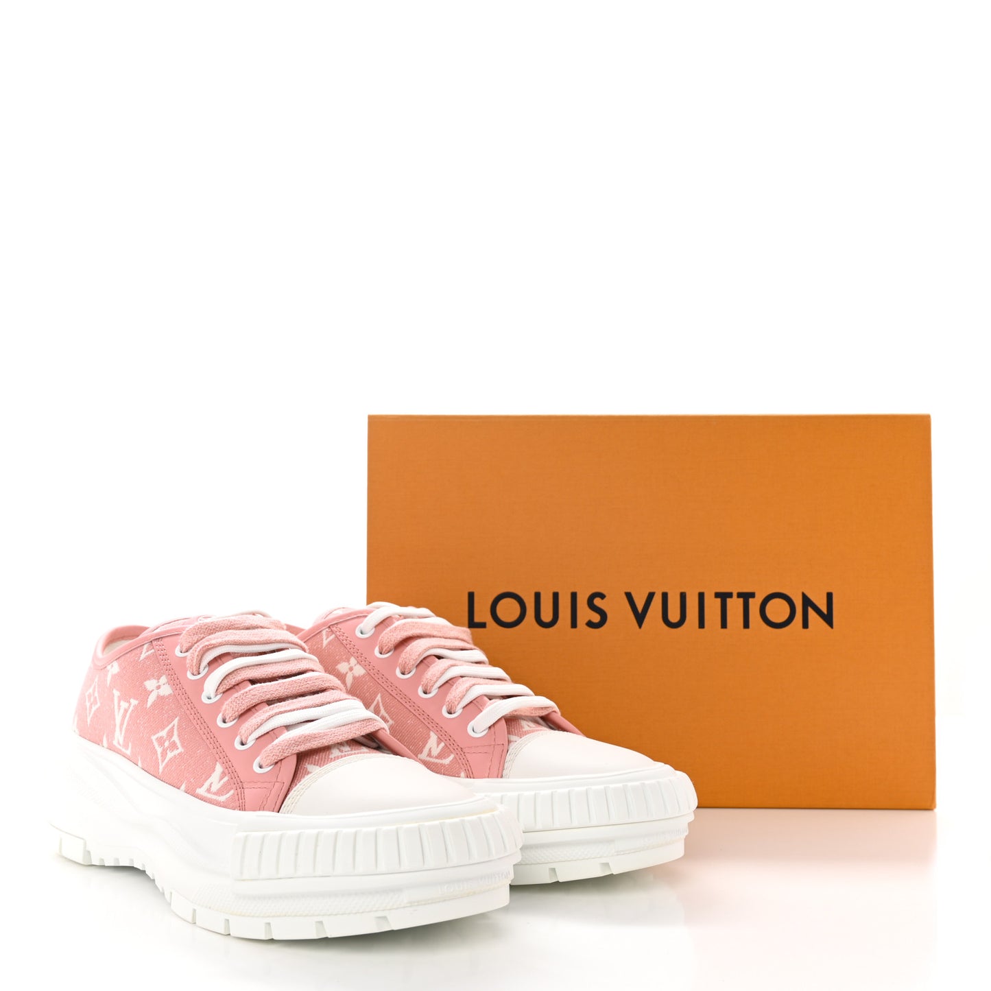 Denim Monogram Squad Sneakers 38 Pink