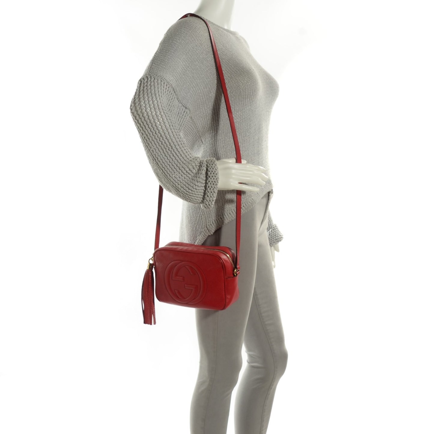 Pebbled Calfskin Small Soho Disco Bag Vibrant Red