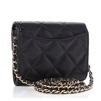 Chanel Caviar Quilted Flap Card Holder On Chain Black 3 of 9