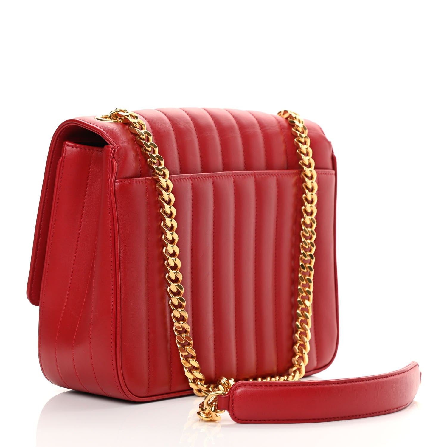 Saint Laurent Lambskin Matelasse Monogram Large Vicky Chain Bag Rouge Eros 2 of 18