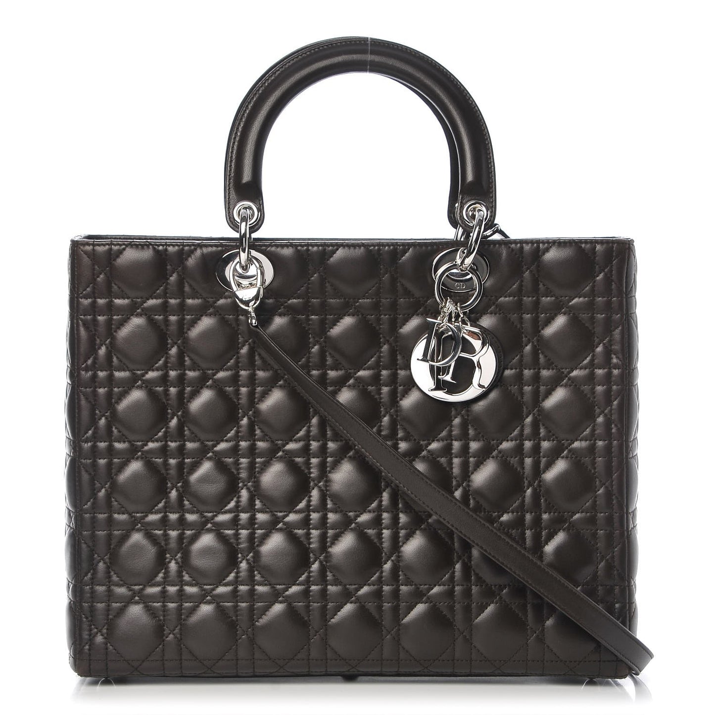 Lambskin Cannage Large Lady Dior Dark Brown