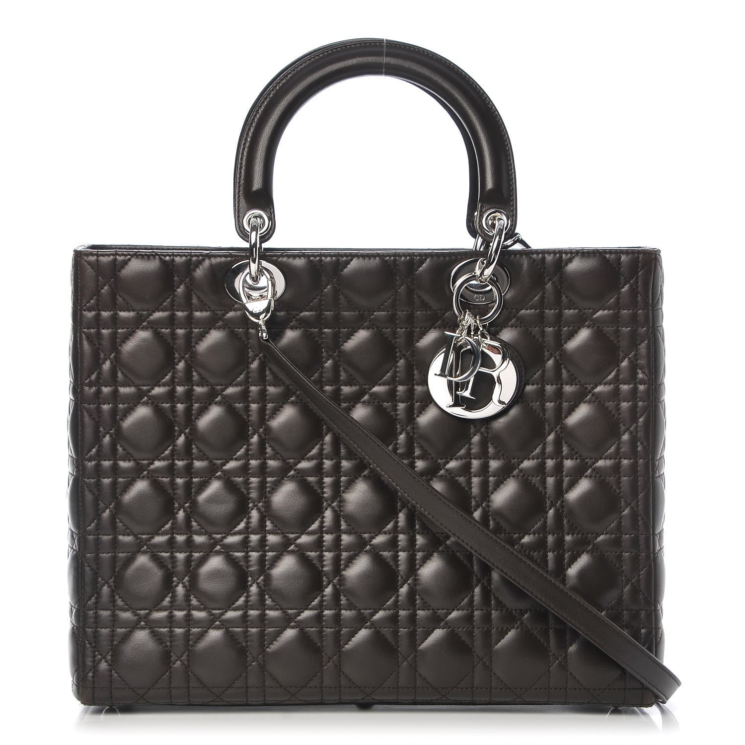 Christian Dior Lambskin Cannage Large Lady Dior Dark Brown 1 of 11