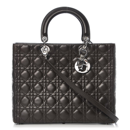 Christian Dior Lambskin Cannage Large Lady Dior Dark Brown 1 of 11