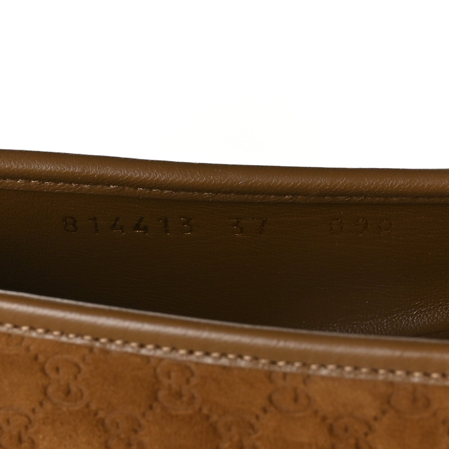 Kid Scamosciato Micro GG Monogram Horsebit Ballet Flats 37 Cuoio Dafne