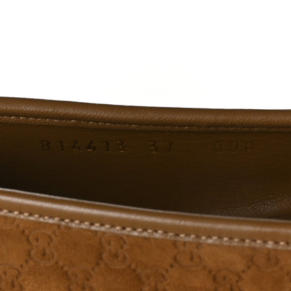 Gucci Kid Scamosciato Micro GG Monogram Horsebit Ballet Flats 37 Cuoio Dafne 8 of 9
