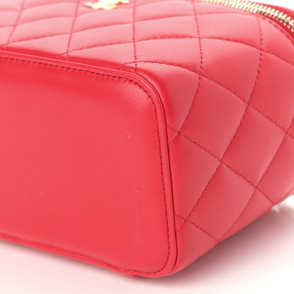 Chanel Lambskin Quilted Pearl Crush Small Vanity Case With Chain Red 9 of 9