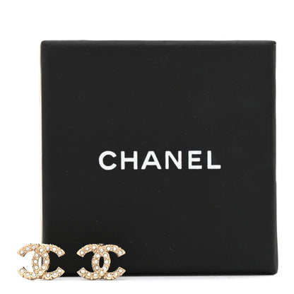 Chanel Crystal CC Earrings Gold 5 of 5