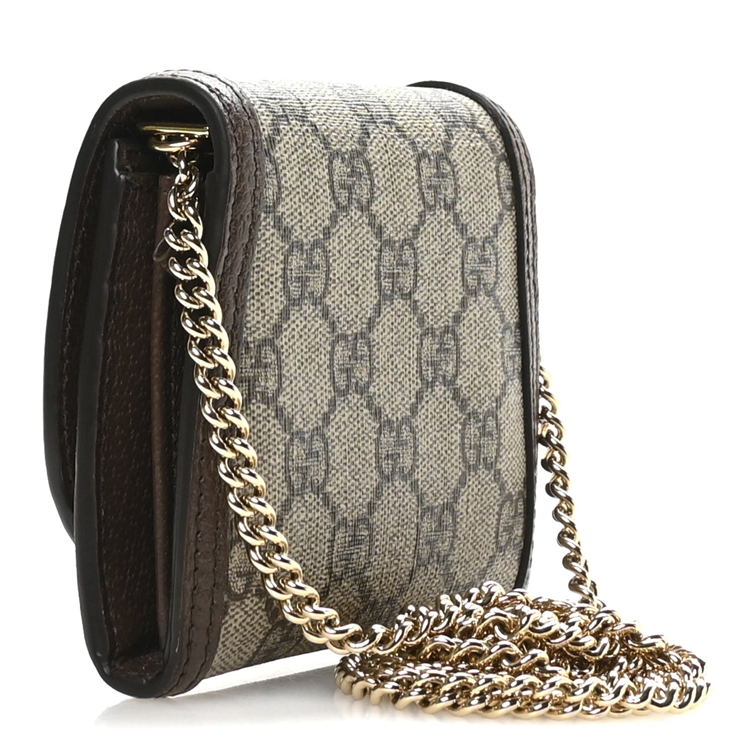 Gucci GG Supreme Monogram Textured Dollar Calfskin Blondie Chain Wallet Beige Ebony New Acero 3 of 11